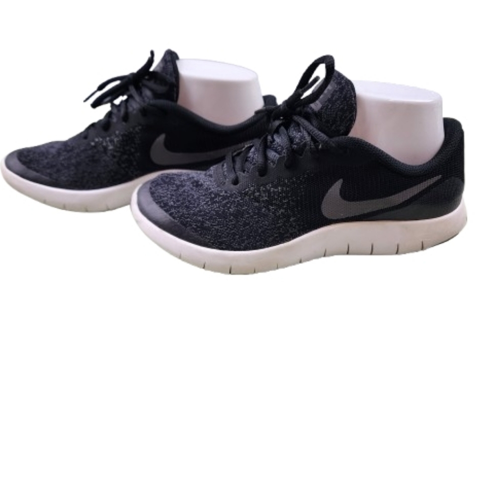 Nike Black and Gray Knit Trainer Sneakers Flex Contact Chunky 5Y